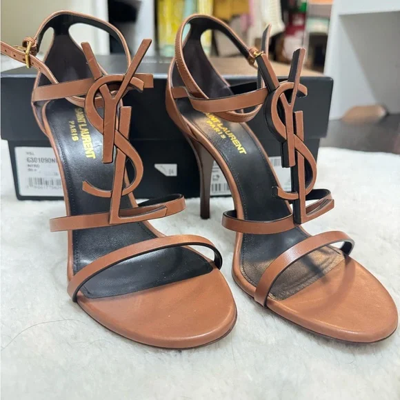 Saint Laurent Brown Strappy Heels - Picture 3 of 3